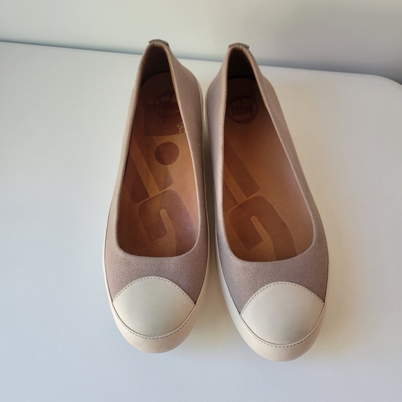 Fitflop canvas and leather taupe flats size EU 42 US 10 - Picture 2 of 6